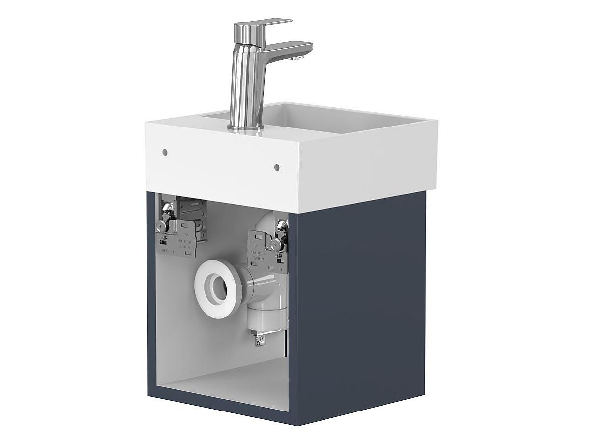 Тумба подвесная MINIMA синяя с умывальником TONI 300