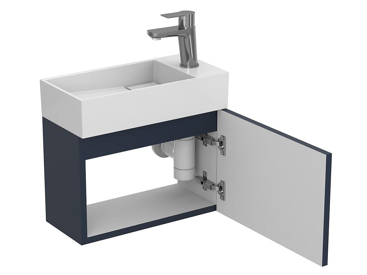 Тумба подвесная MINIMA синяя с умывальником TONI 450
