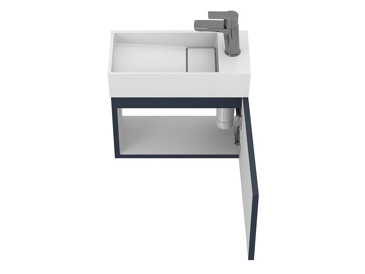Тумба подвесная MINIMA синяя с умывальником TONI 450