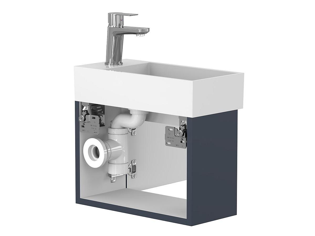 Тумба подвесная MINIMA синяя с умывальником TONI 450