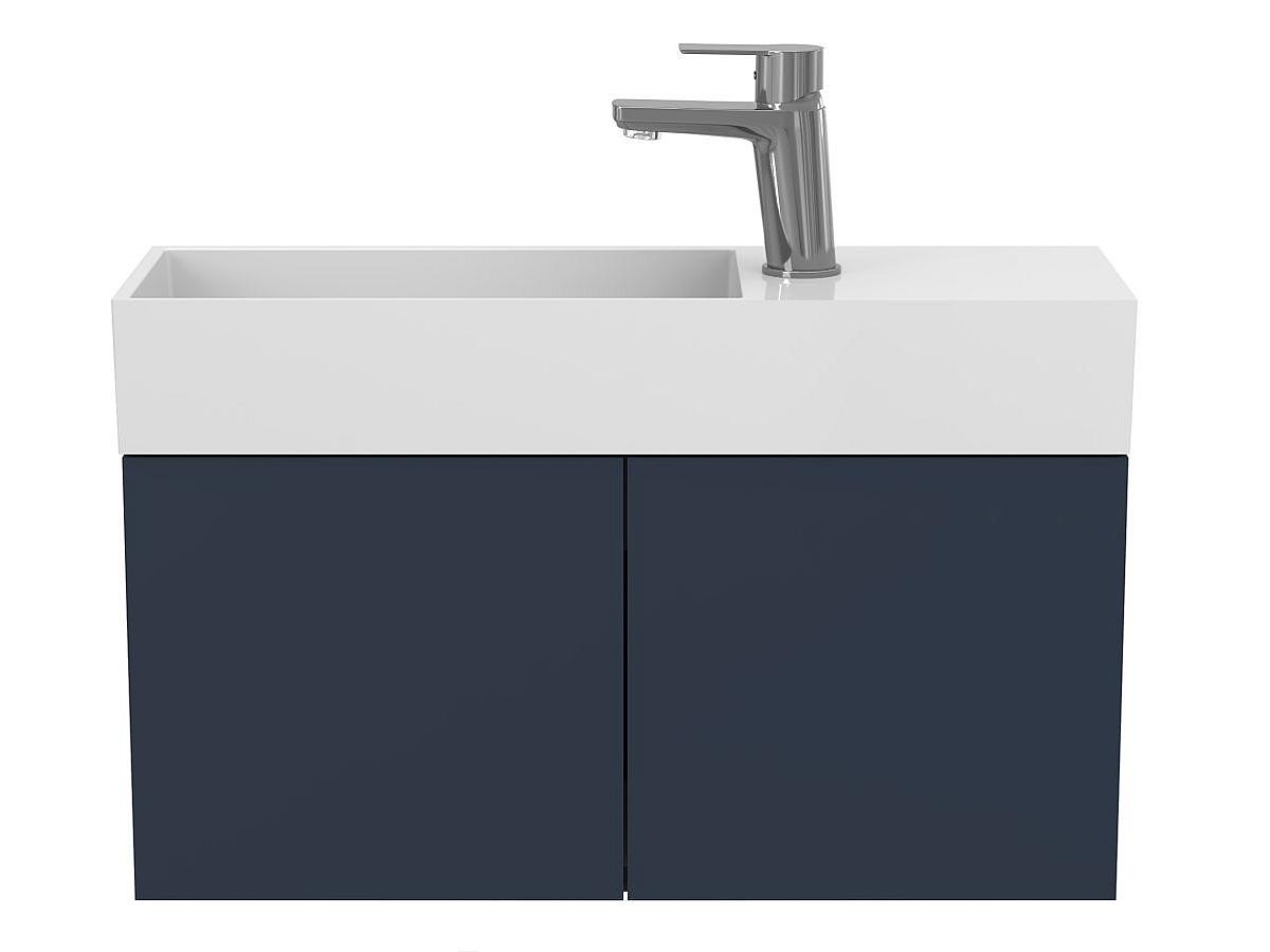 Тумба подвесная MINIMA синяя с умывальником TONI 650
