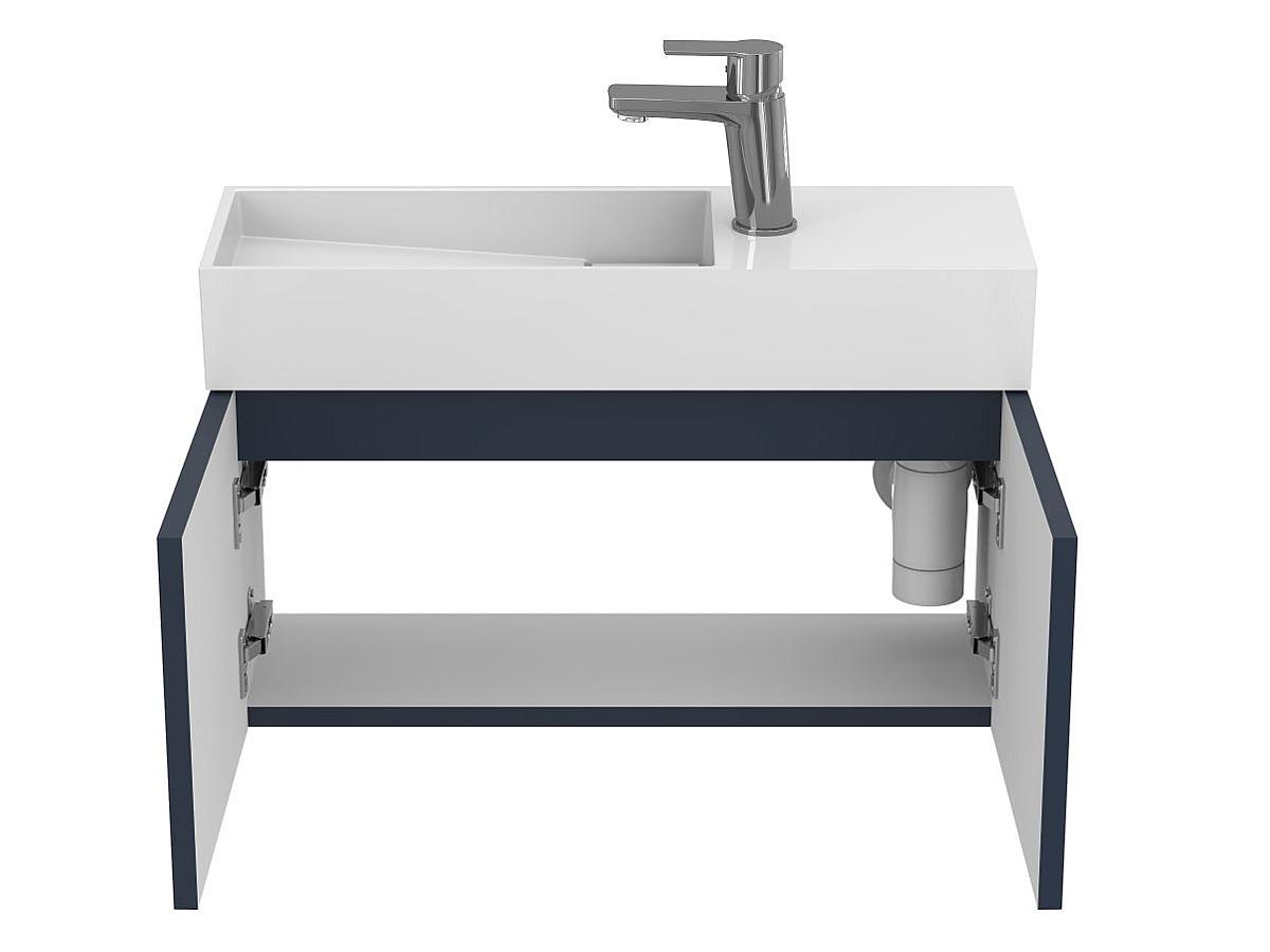 Тумба подвесная MINIMA синяя с умывальником TONI 650