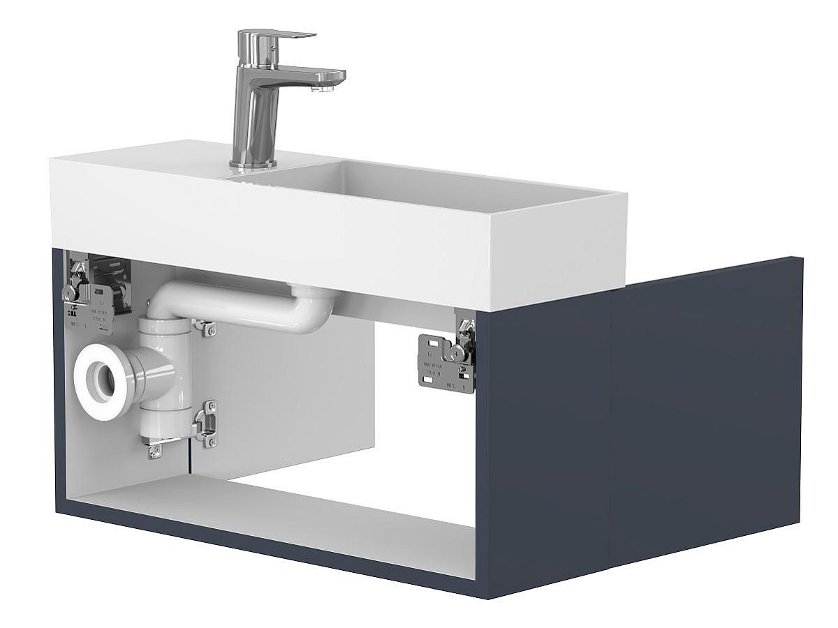 Тумба подвесная MINIMA синяя с умывальником TONI 650