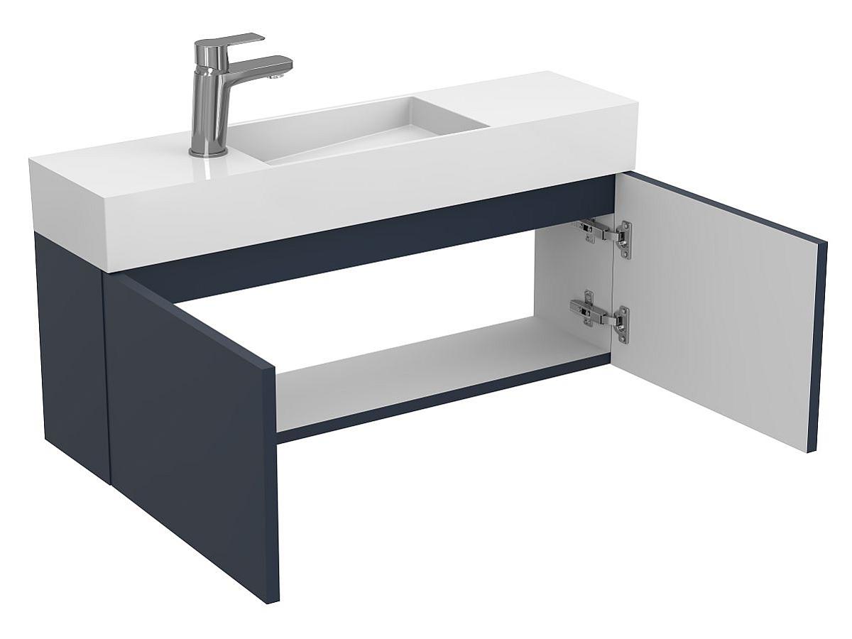 Тумба подвесная MINIMA синяя с умывальником TONI 850