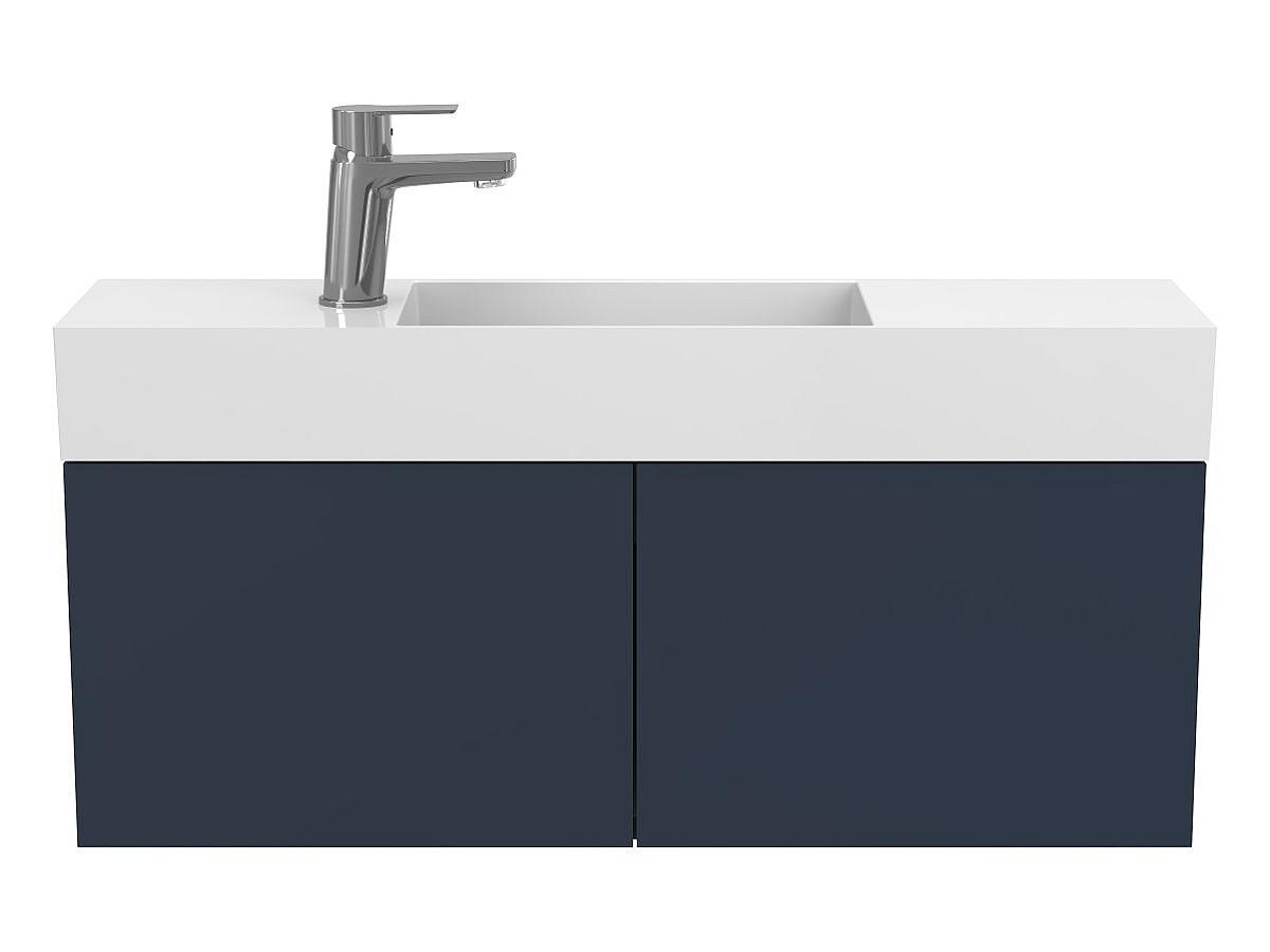 Тумба подвесная MINIMA синяя с умывальником TONI 850