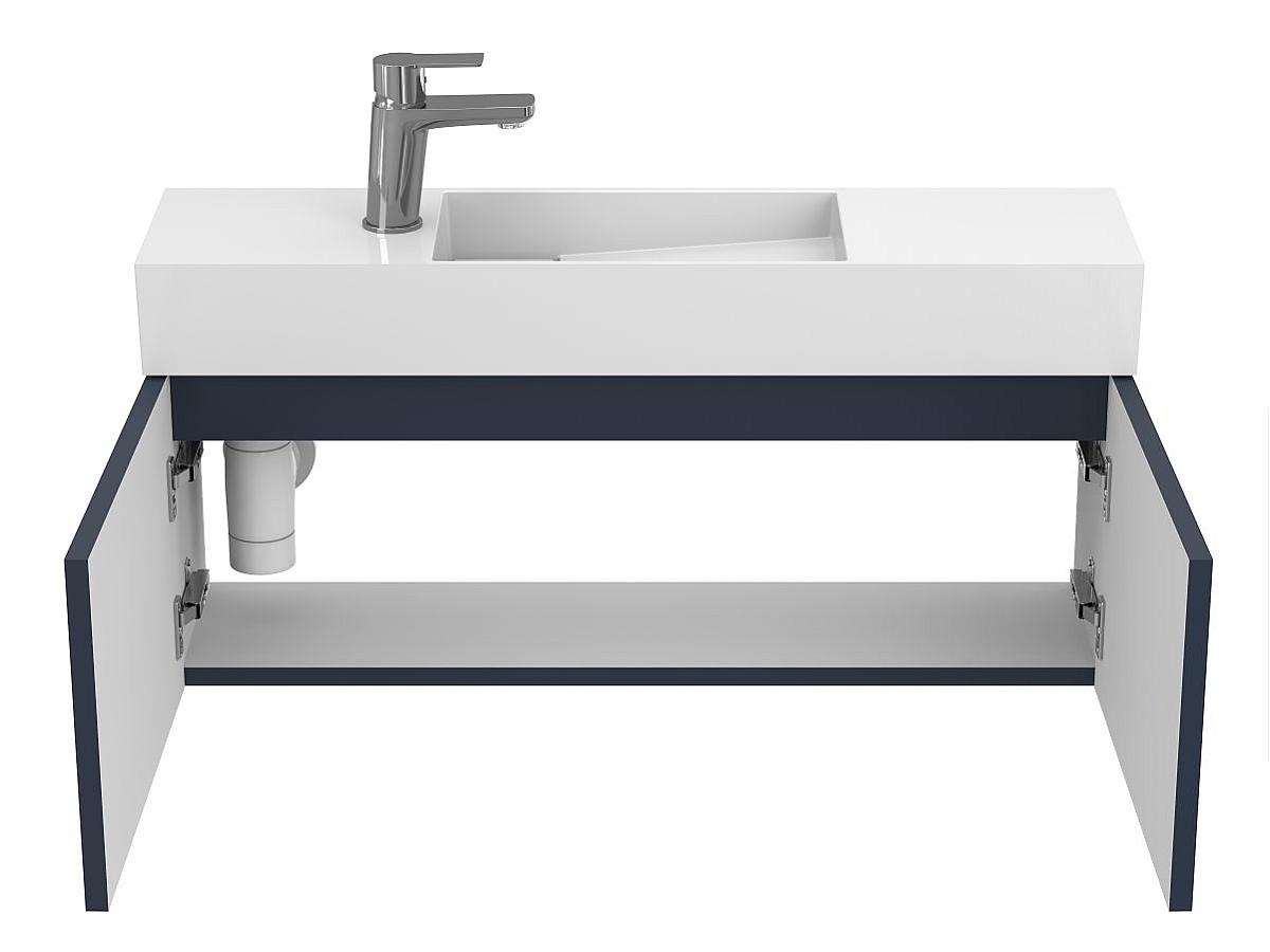 Тумба подвесная MINIMA синяя с умывальником TONI 850