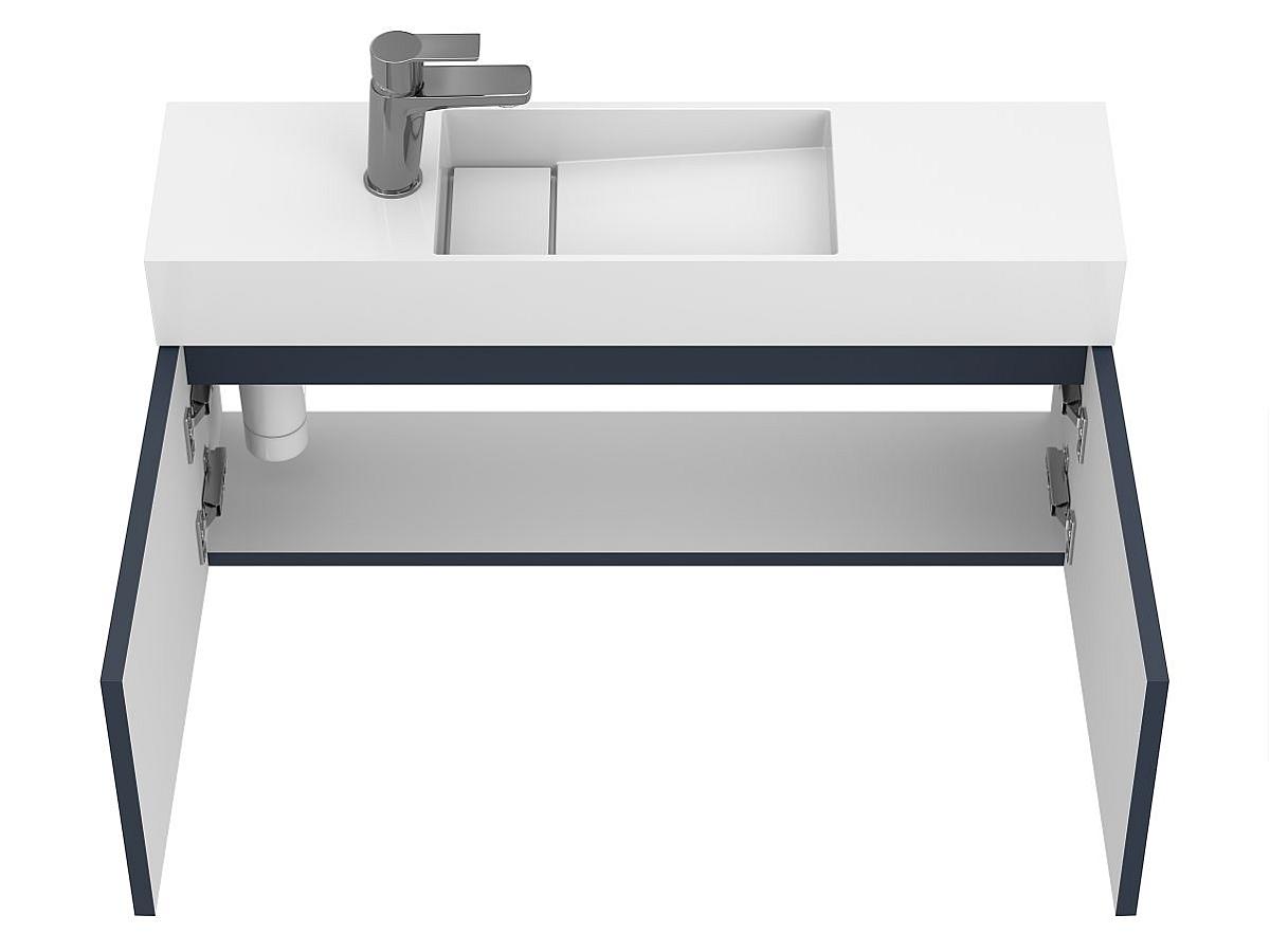 Тумба подвесная MINIMA синяя с умывальником TONI 850