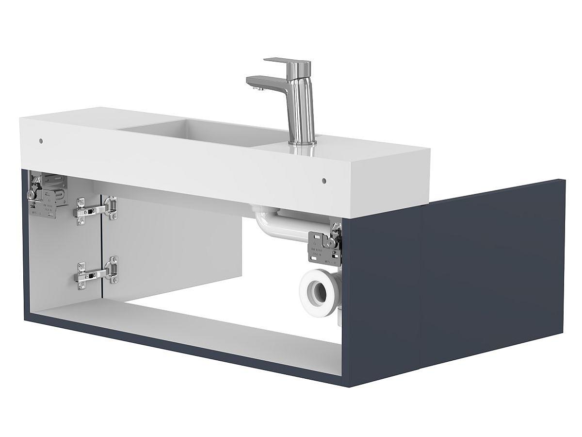 Тумба подвесная MINIMA синяя с умывальником TONI 850