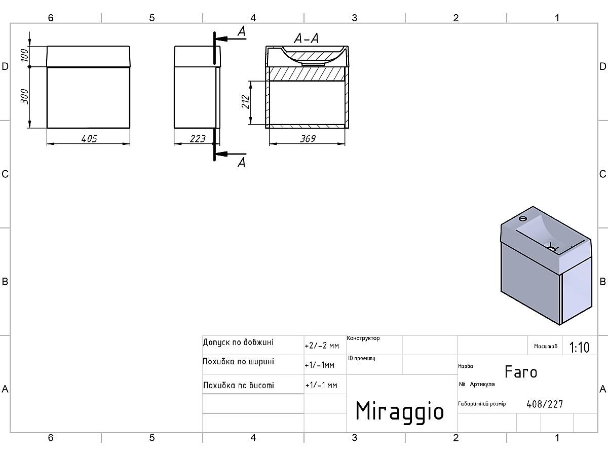 Тумба підвісна MINIMA біла матова з умивальником FARO