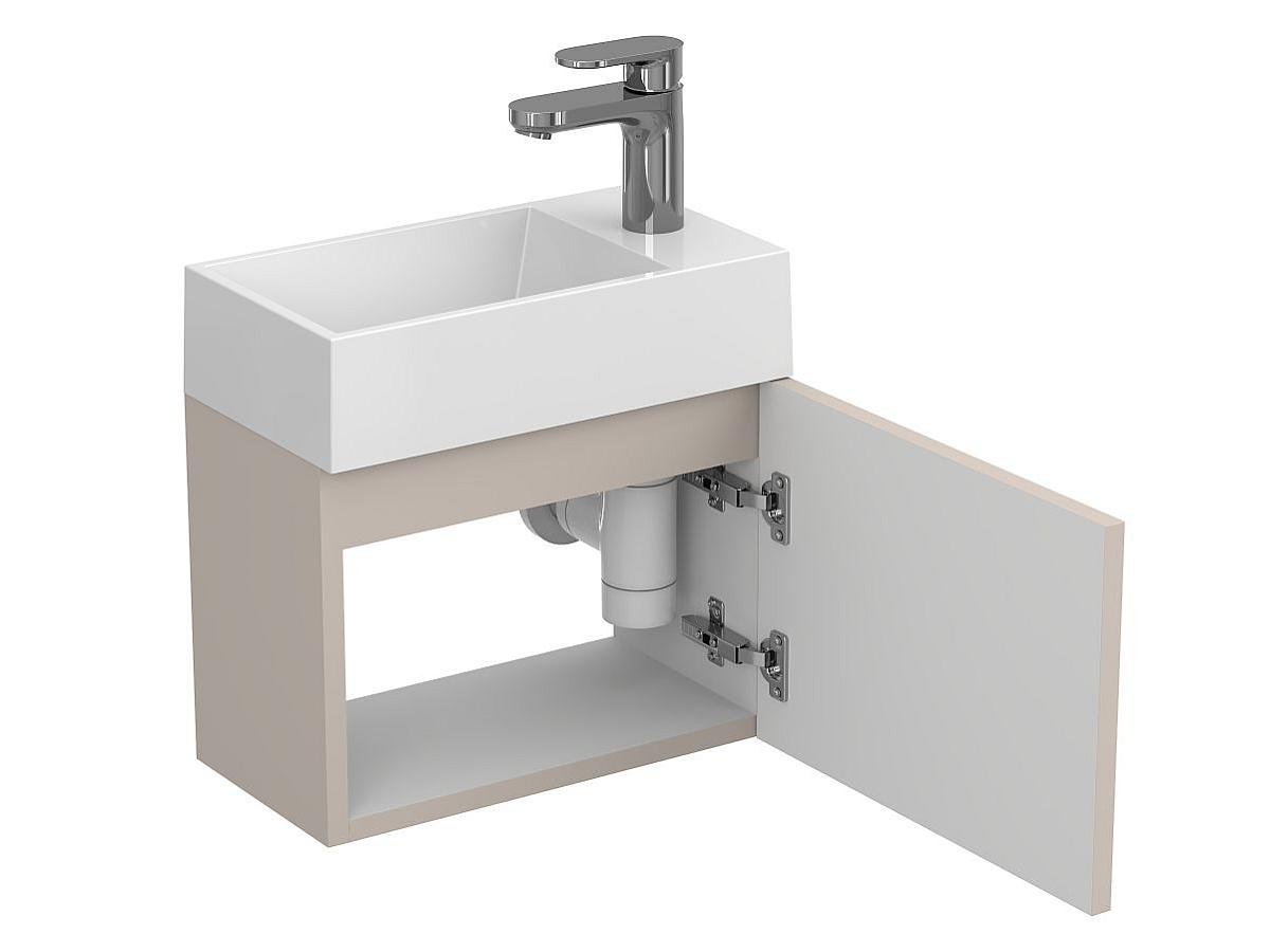 Тумба подвесная MINIMA серая с умывальником COPPER 400