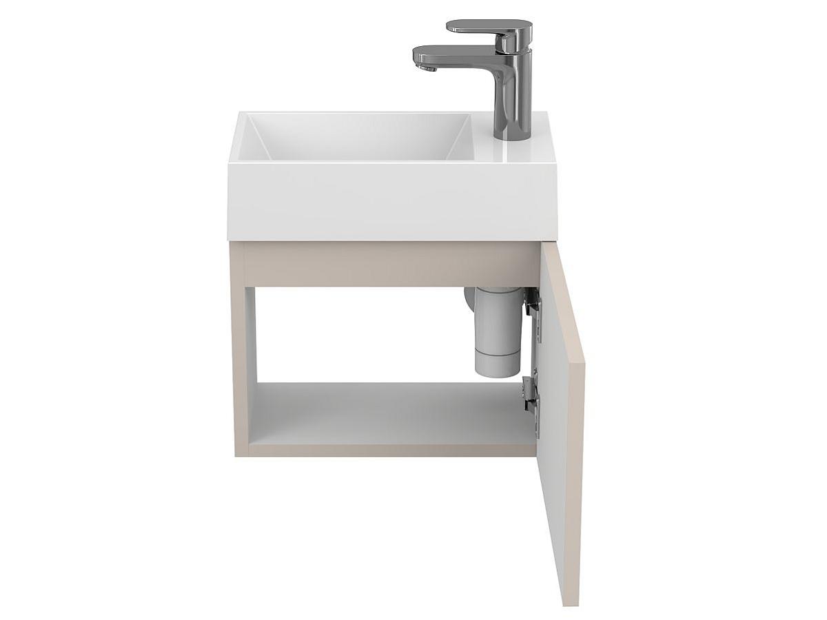 Тумба подвесная MINIMA серая с умывальником COPPER 400