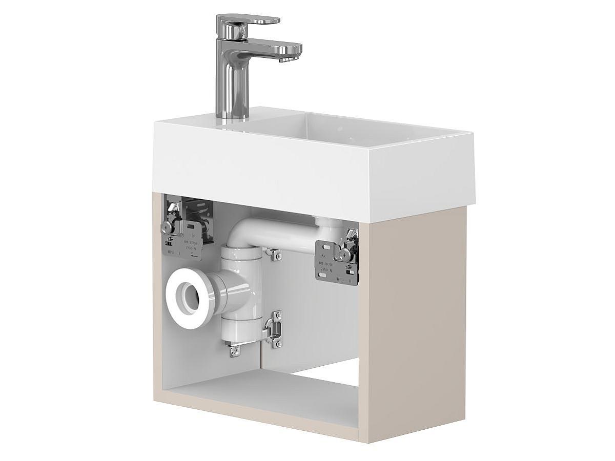 Тумба подвесная MINIMA серая с умывальником COPPER 400