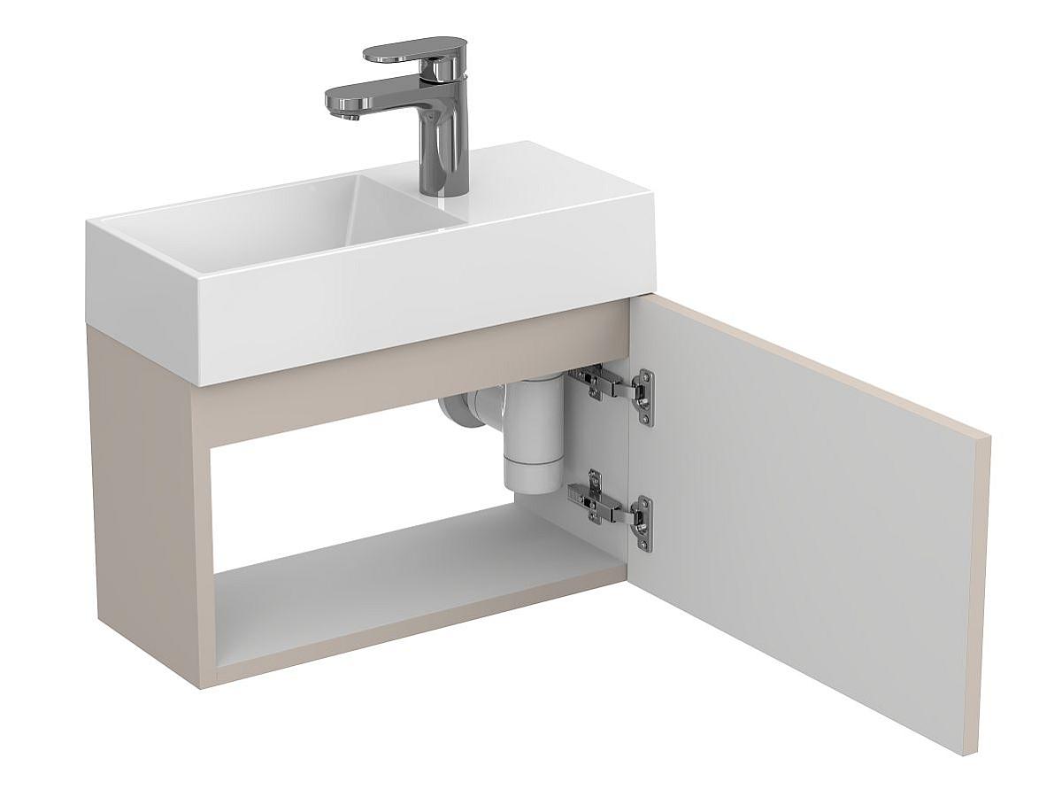 Тумба подвесная MINIMA серая с умывальником COPPER 500