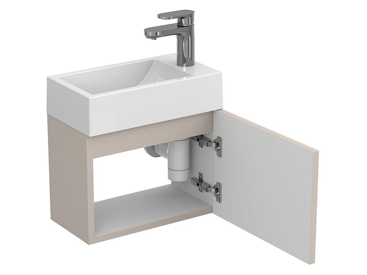 Тумба подвесная MINIMA серая с умывальником FARO