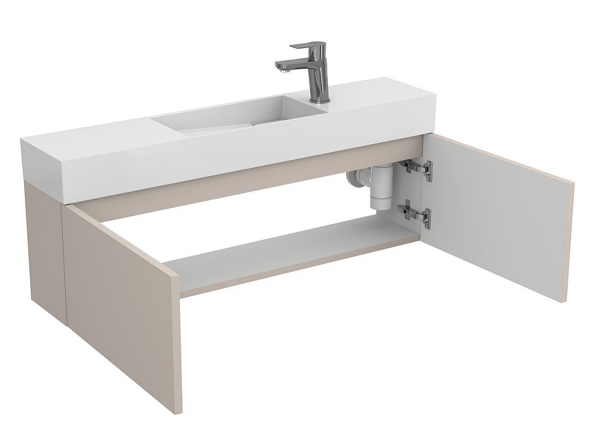 Тумба подвесная MINIMA серая с умывальником TONI 1050