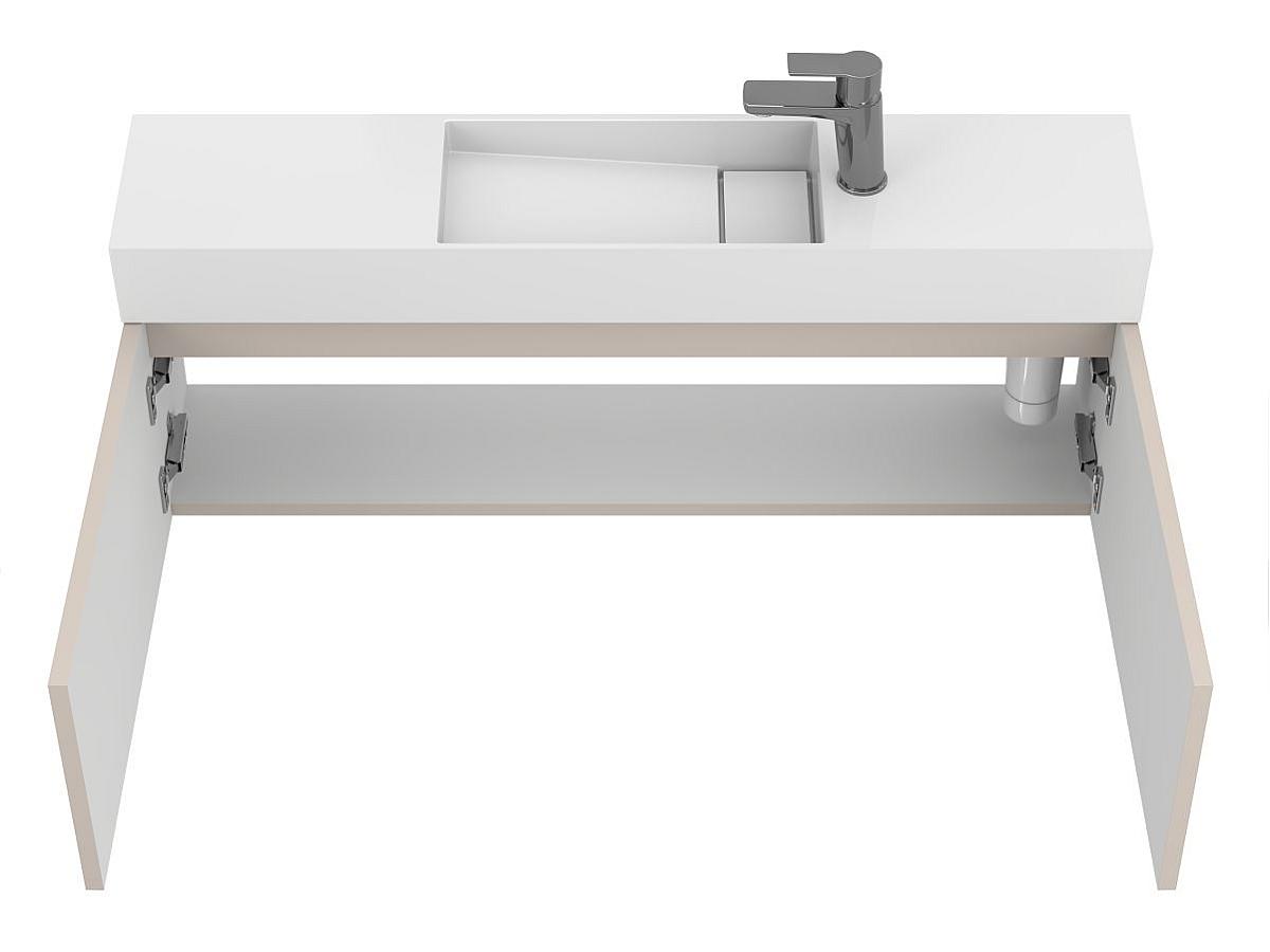 Тумба подвесная MINIMA серая с умывальником TONI 1050