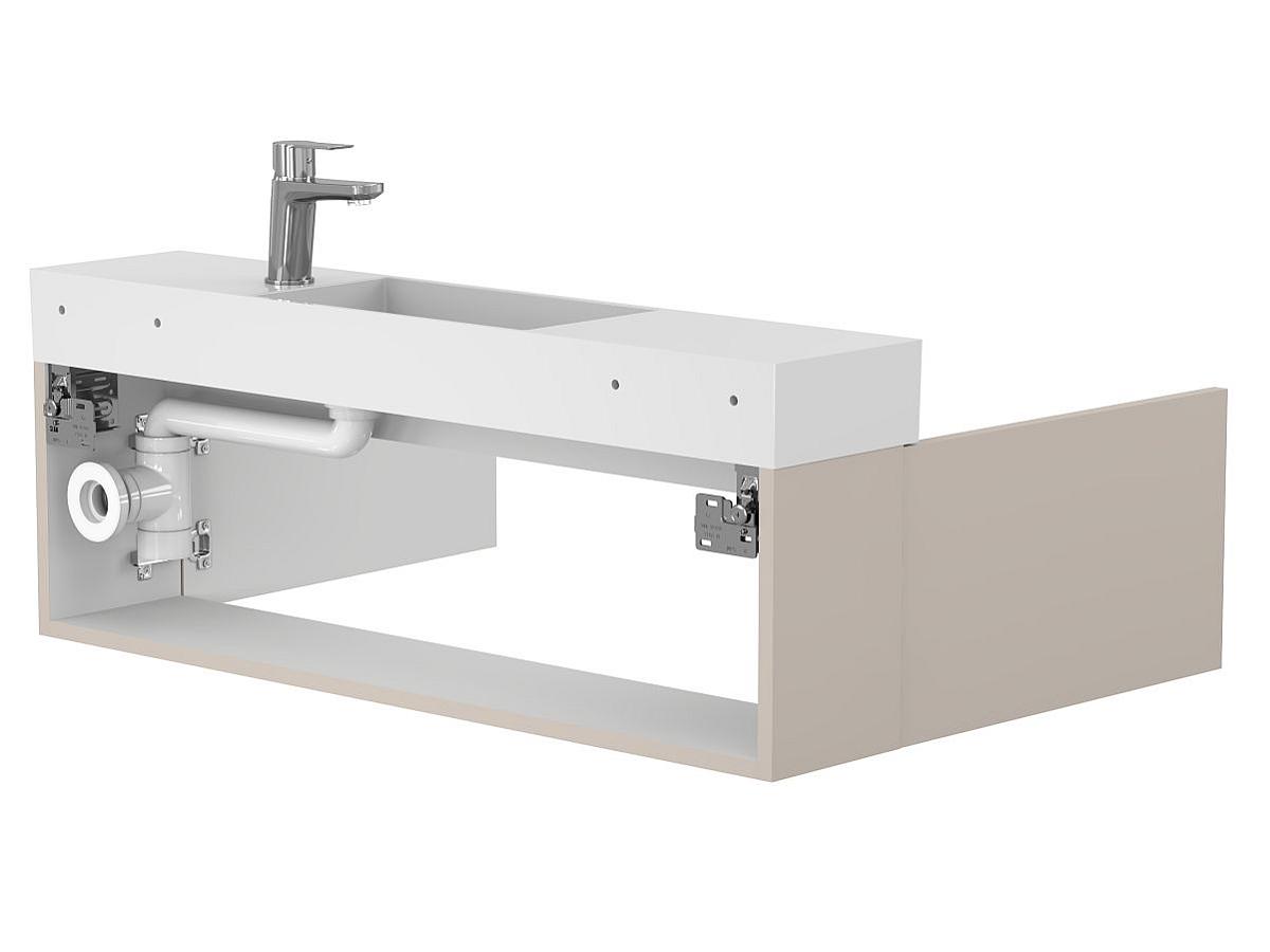 Тумба подвесная MINIMA серая с умывальником TONI 1050