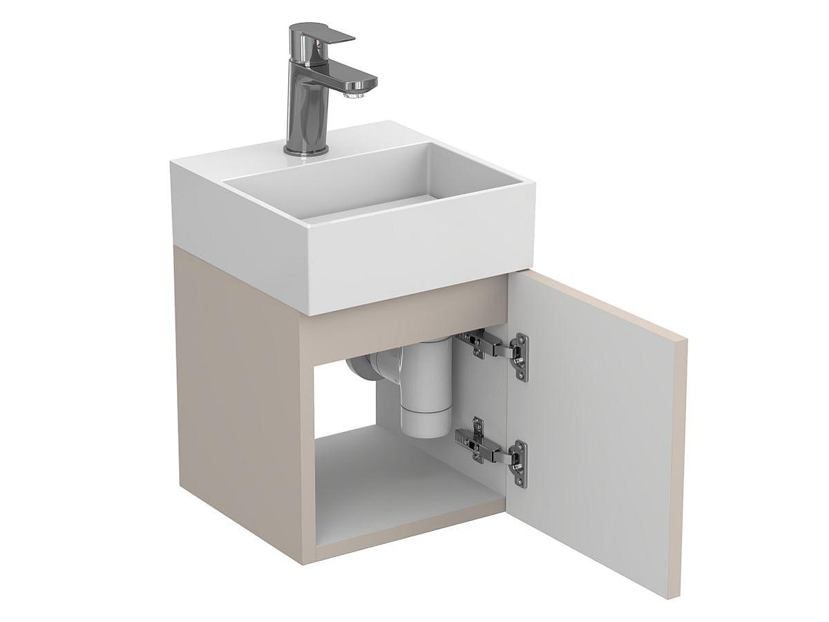 Тумба подвесная MINIMA серая с умывальником TONI 300