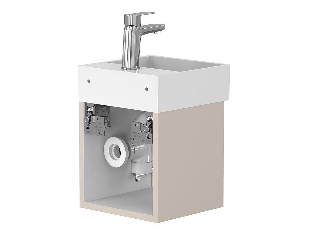 Тумба подвесная MINIMA серая с умывальником TONI 300