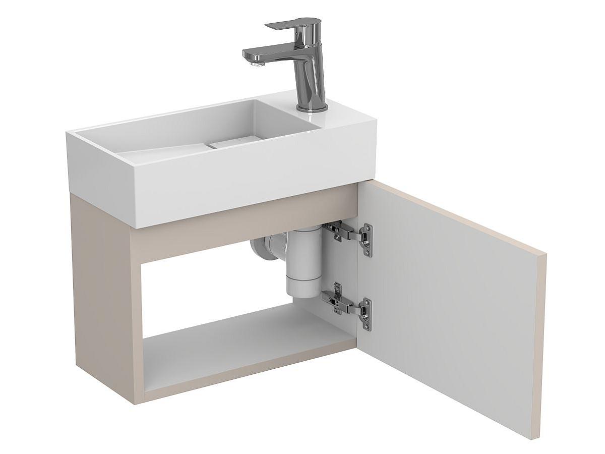 Тумба подвесная MINIMA серая с умывальником TONI 450