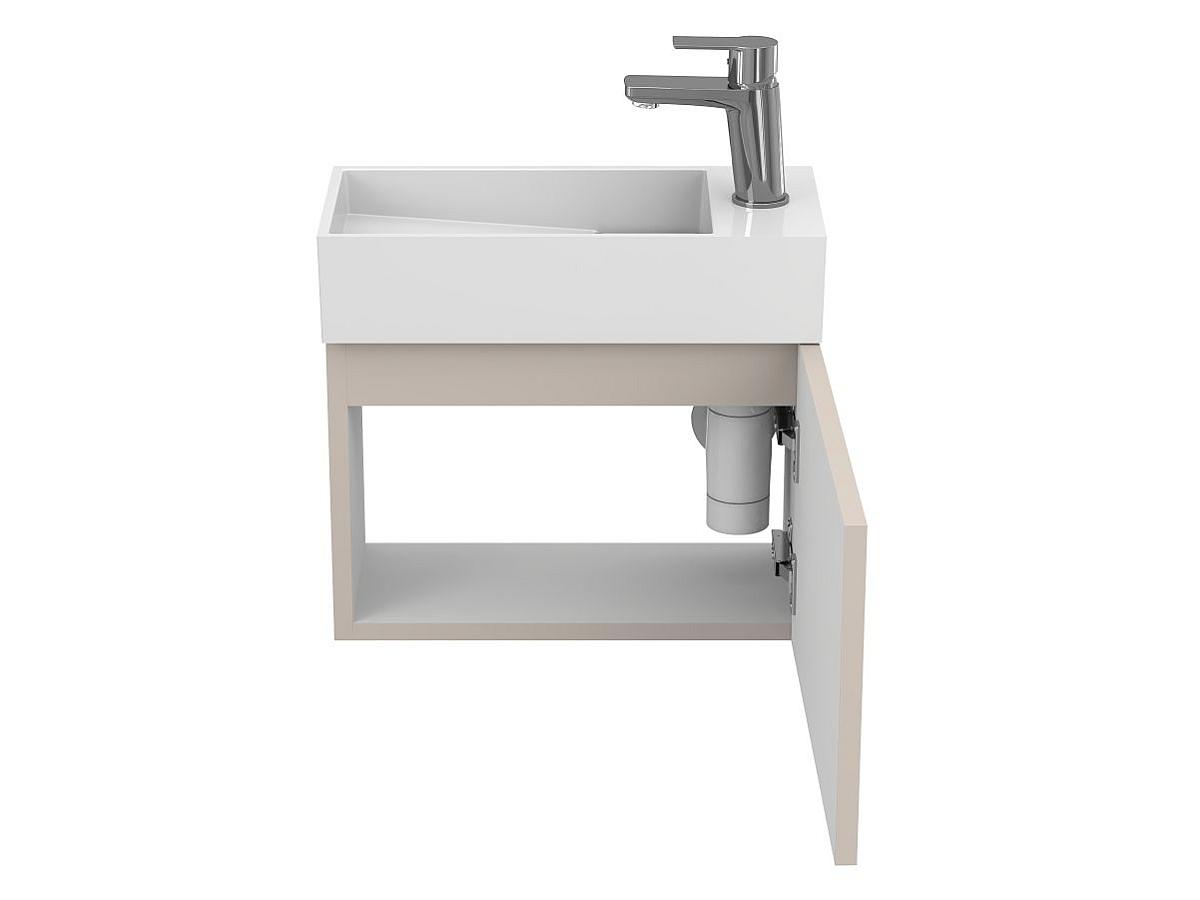 Тумба подвесная MINIMA серая с умывальником TONI 450