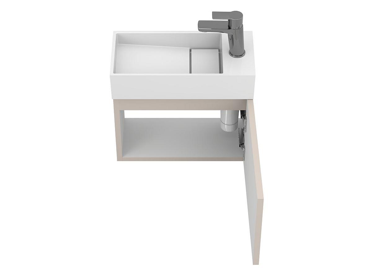 Тумба подвесная MINIMA серая с умывальником TONI 450