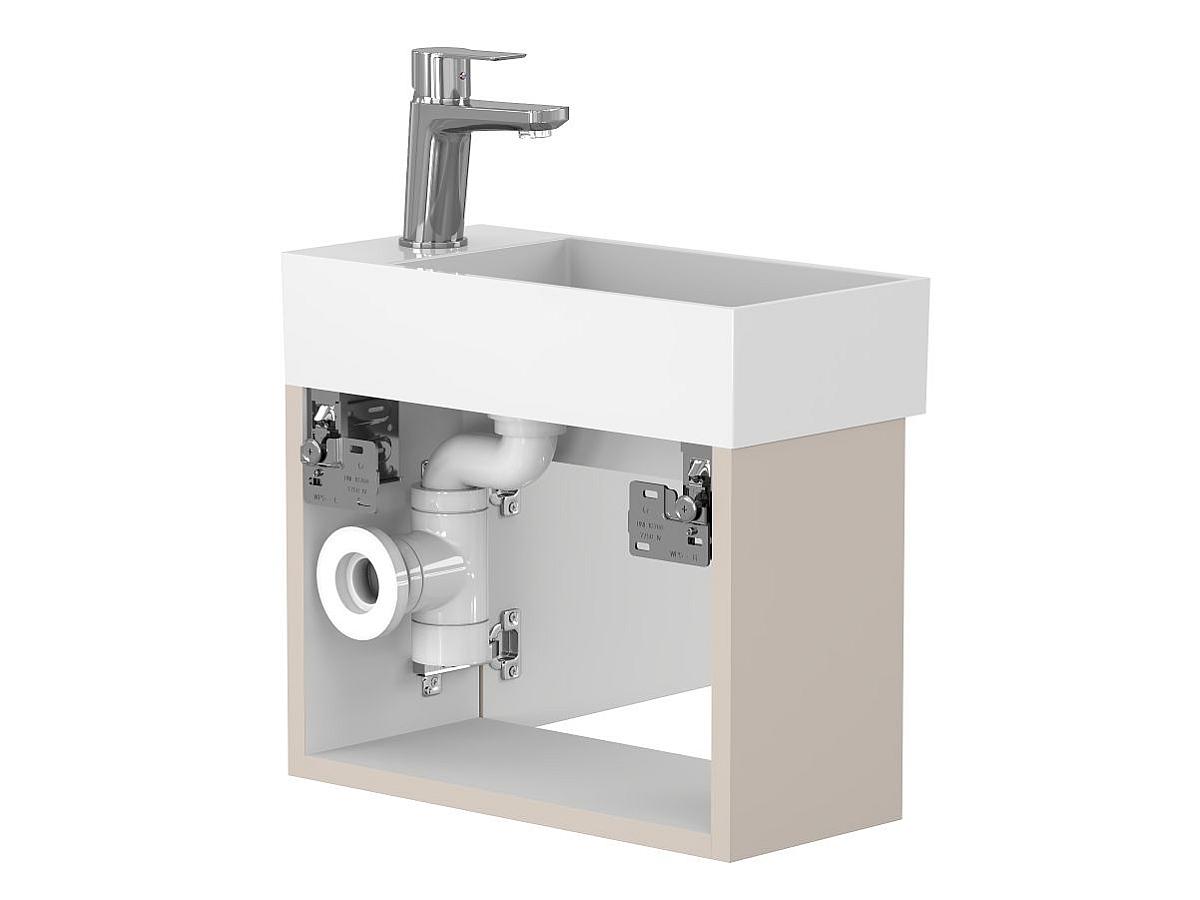 Тумба подвесная MINIMA серая с умывальником TONI 450