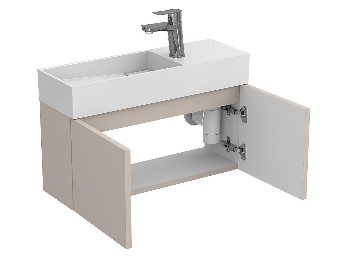 Тумба подвесная MINIMA серая с умывальником TONI 650