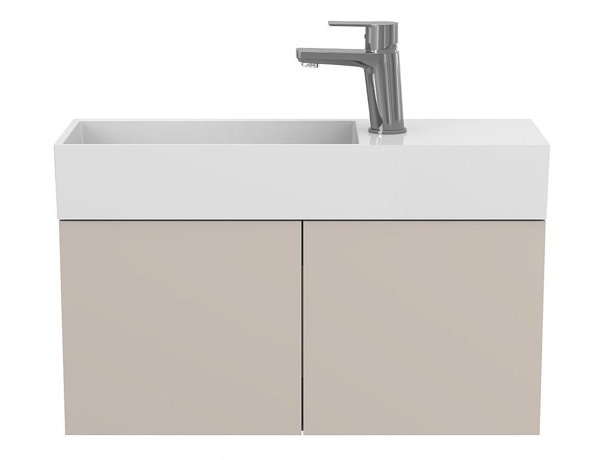 Тумба подвесная MINIMA серая с умывальником TONI 650