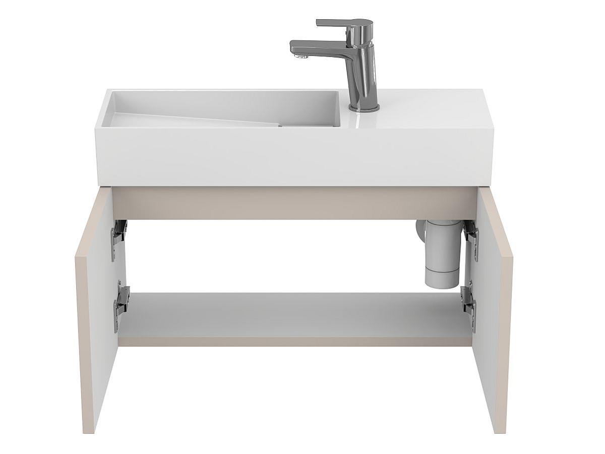 Тумба подвесная MINIMA серая с умывальником TONI 650