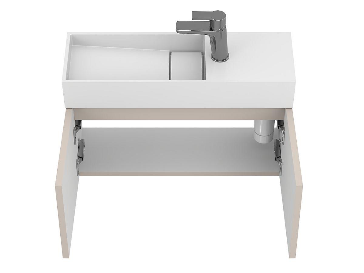 Тумба подвесная MINIMA серая с умывальником TONI 650