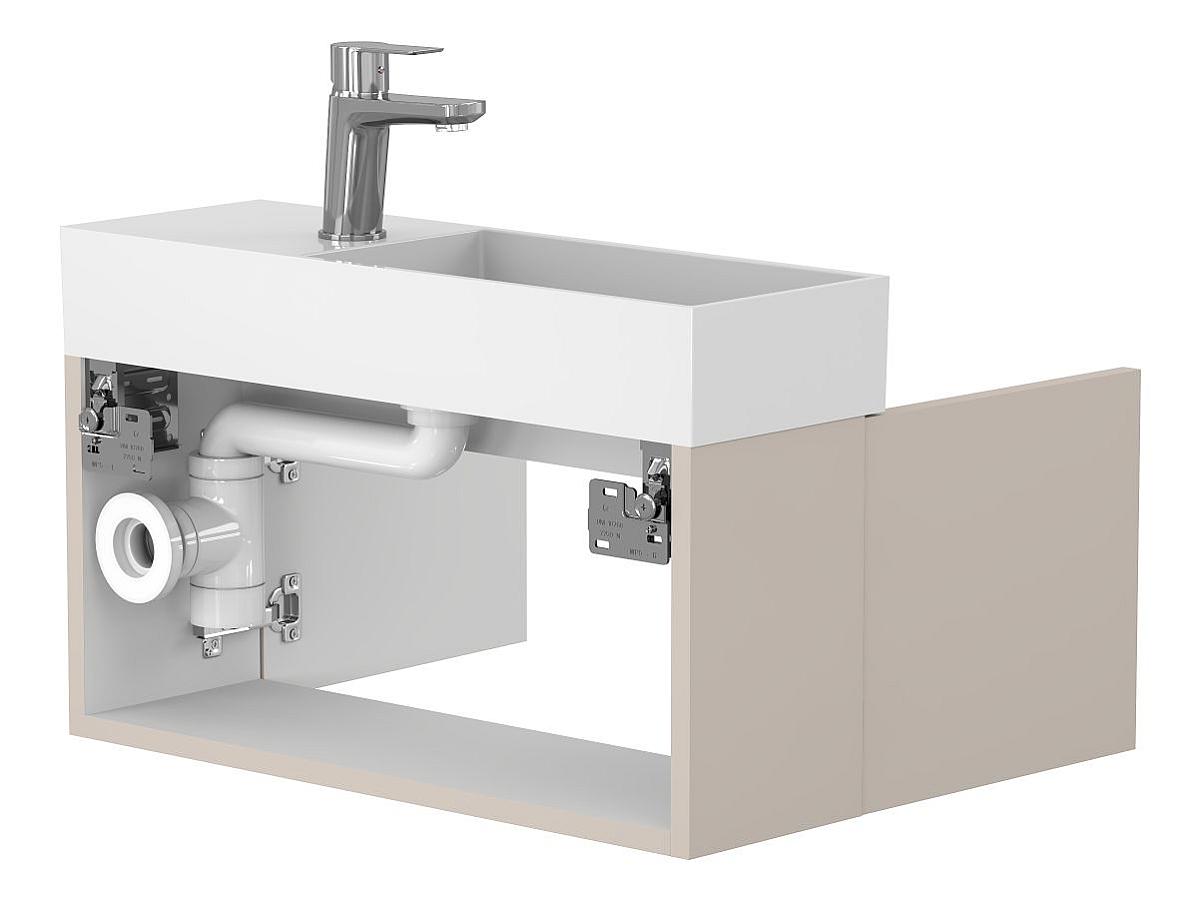 Тумба подвесная MINIMA серая с умывальником TONI 650