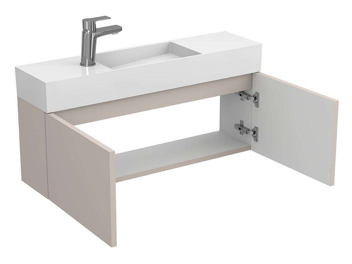 Тумба подвесная MINIMA серая с умывальником TONI 850