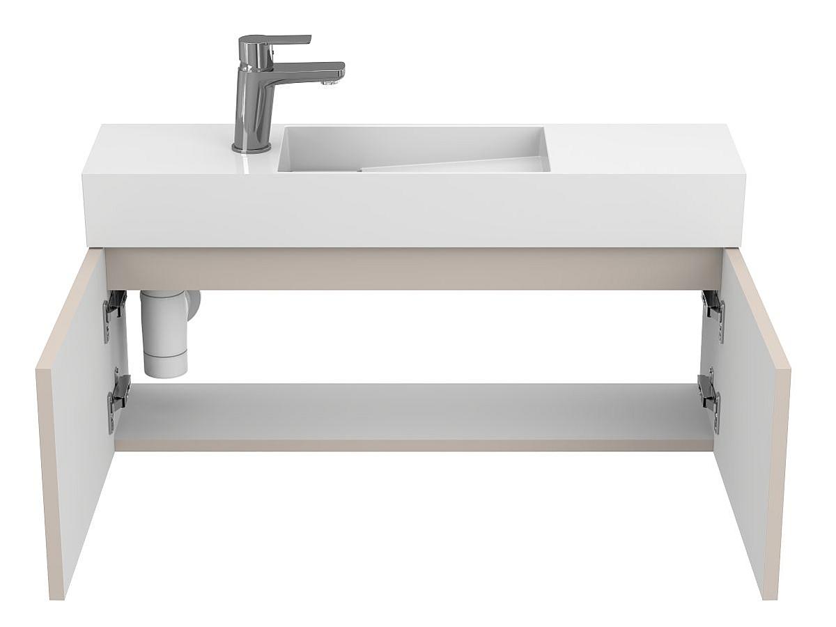 Тумба подвесная MINIMA серая с умывальником TONI 850