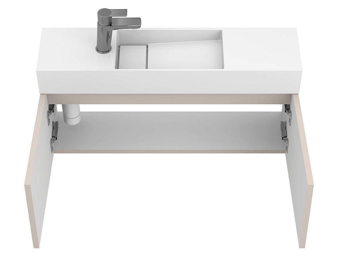 Тумба подвесная MINIMA серая с умывальником TONI 850