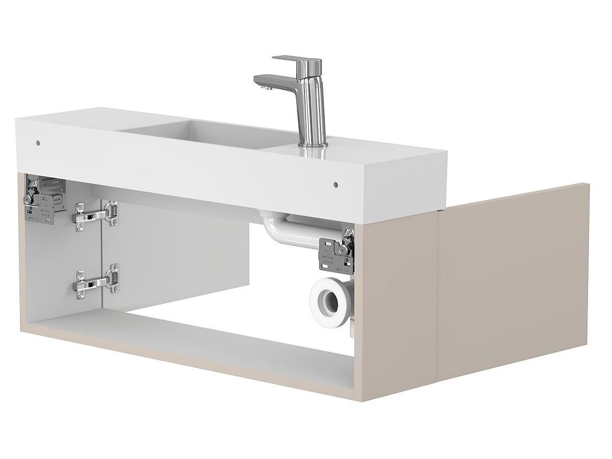 Тумба подвесная MINIMA серая с умывальником TONI 850