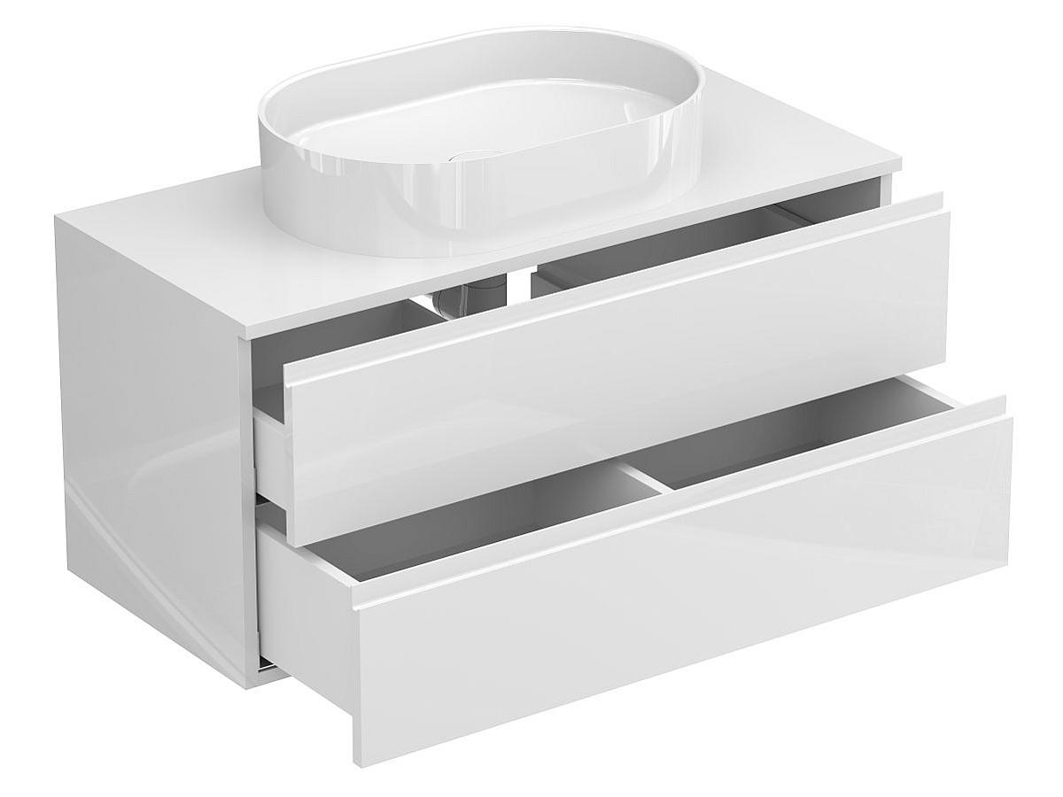 Тумба підвісна MONO 1000 Біла глянцева з умивальником KIRA