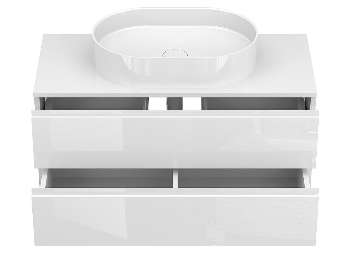Тумба підвісна MONO 1000 Біла глянцева з умивальником KIRA