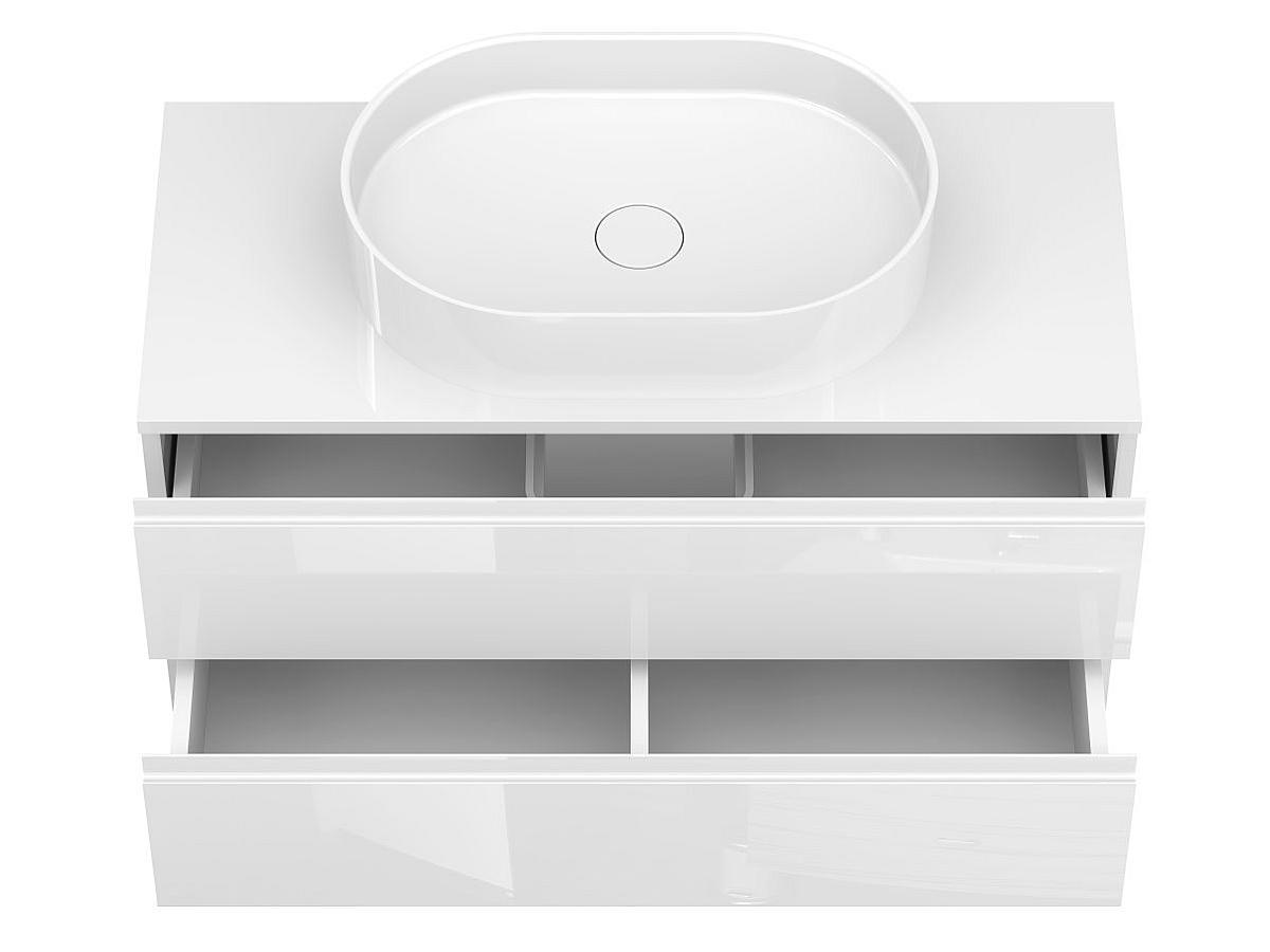 Тумба підвісна MONO 1000 Біла глянцева з умивальником KIRA