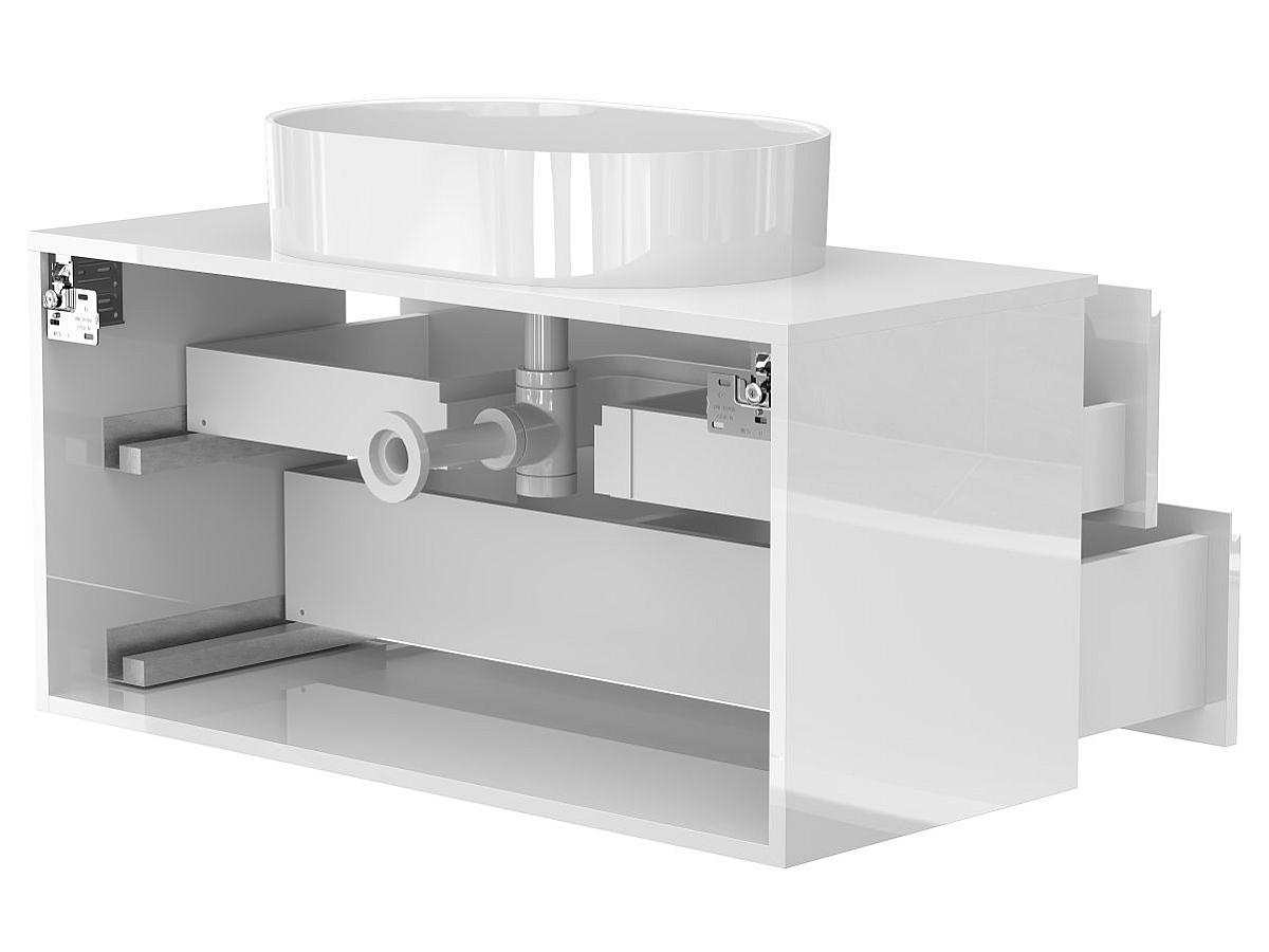 Тумба підвісна MONO 1000 Біла глянцева з умивальником KIRA