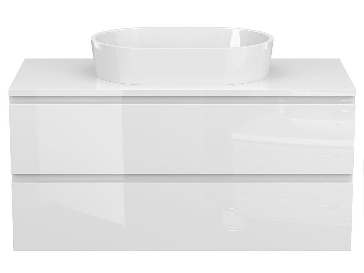 Тумба подвесная MONO 1000 Белая глянцевая с умывальником SORRENTO