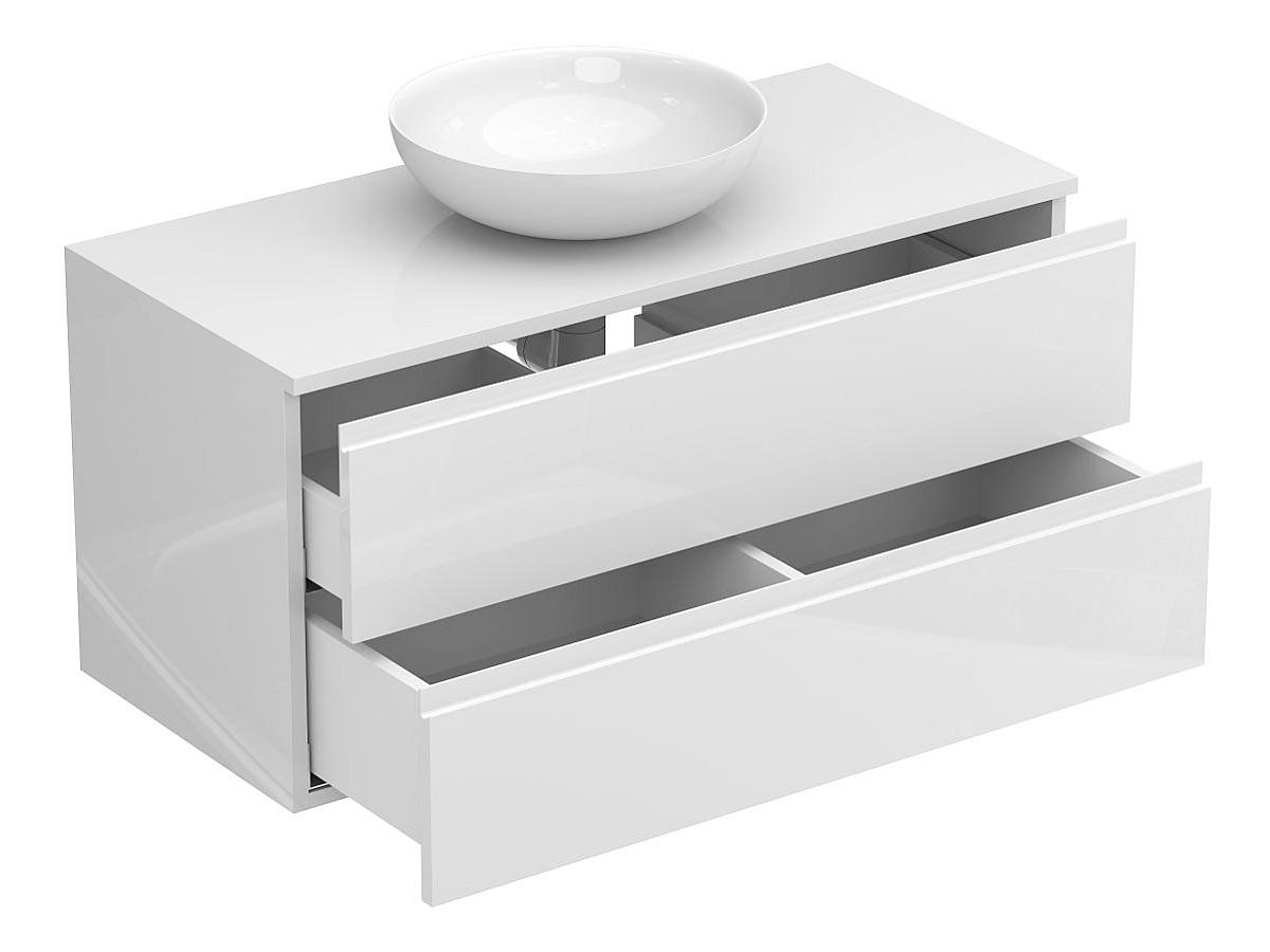 Тумба підвісна MONO 1000 Біла глянцева з умивальником TOBI