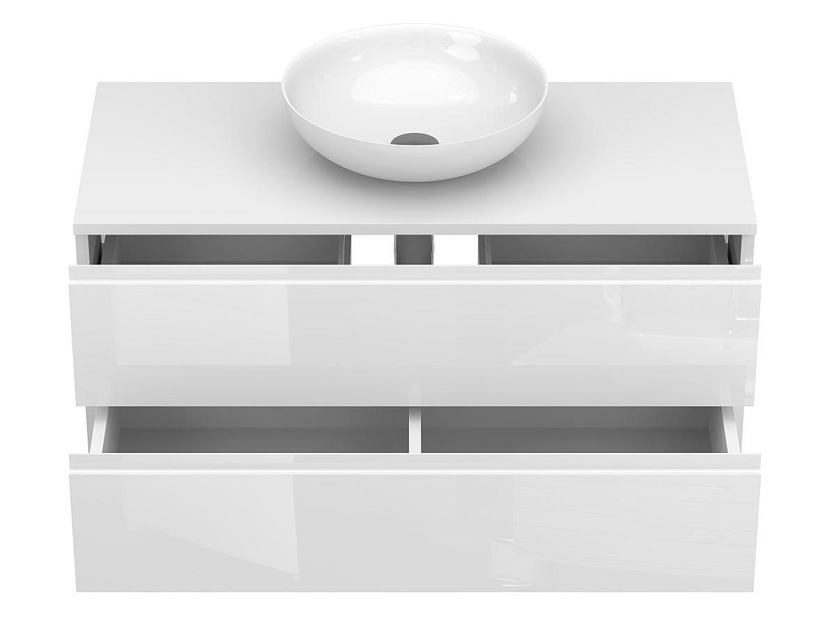 Тумба підвісна MONO 1000 Біла глянцева з умивальником TOBI