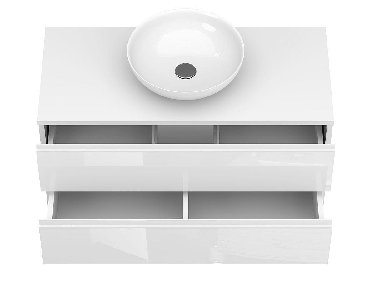 Тумба підвісна MONO 1000 Біла глянцева з умивальником TOBI