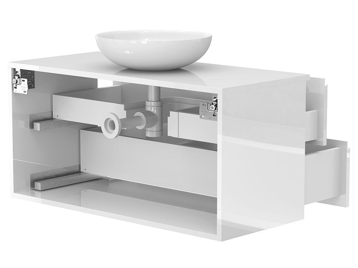 Тумба підвісна MONO 1000 Біла глянцева з умивальником TOBI