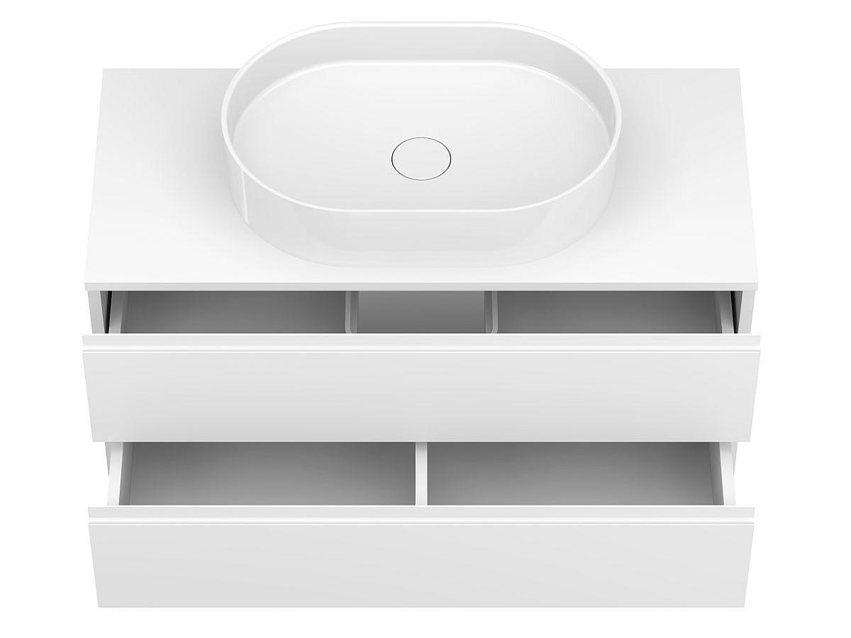 Тумба підвісна MONO 1000 Біла матова з умивальником KIRA