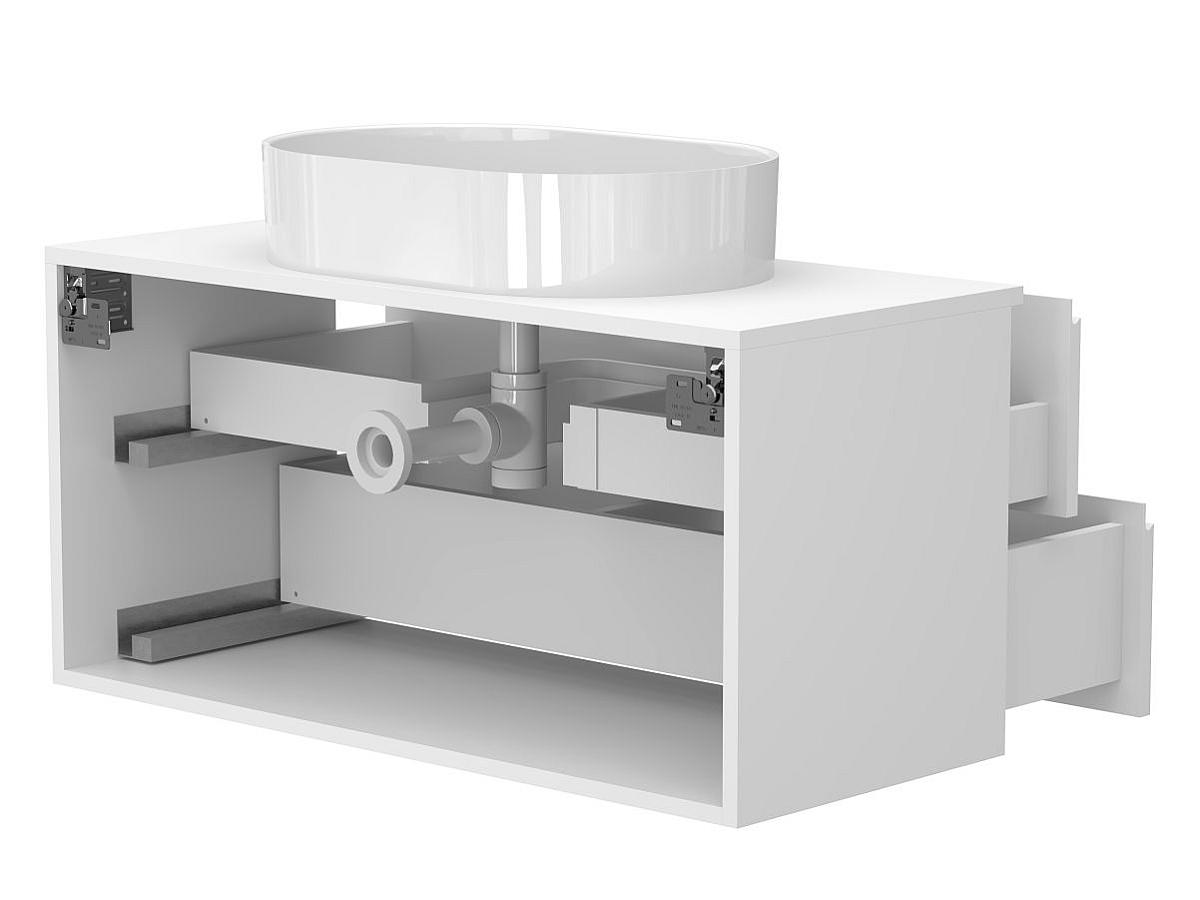 Тумба підвісна MONO 1000 Біла матова з умивальником KIRA
