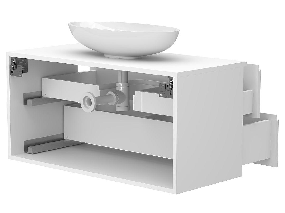 Тумба підвісна MONO 1000 Біла soft-touch з умивальником NICE