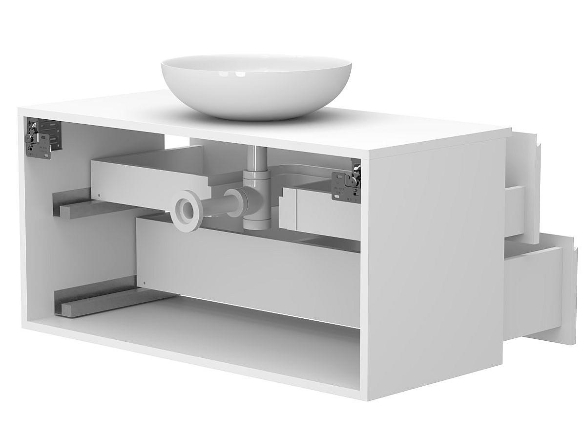 Тумба подвесная MONO 1000 Белая матовая з умивальником TOBI