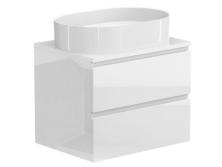 Тумба підвісна MONO 600 Біла глянцева з умивальником KIRA